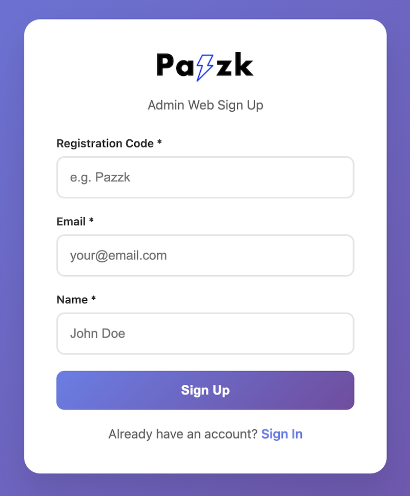 Sign Up Screen